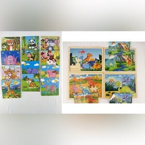 Melissa & Doug Set of 16 Colorful Animal and Dinosaur Puzzles